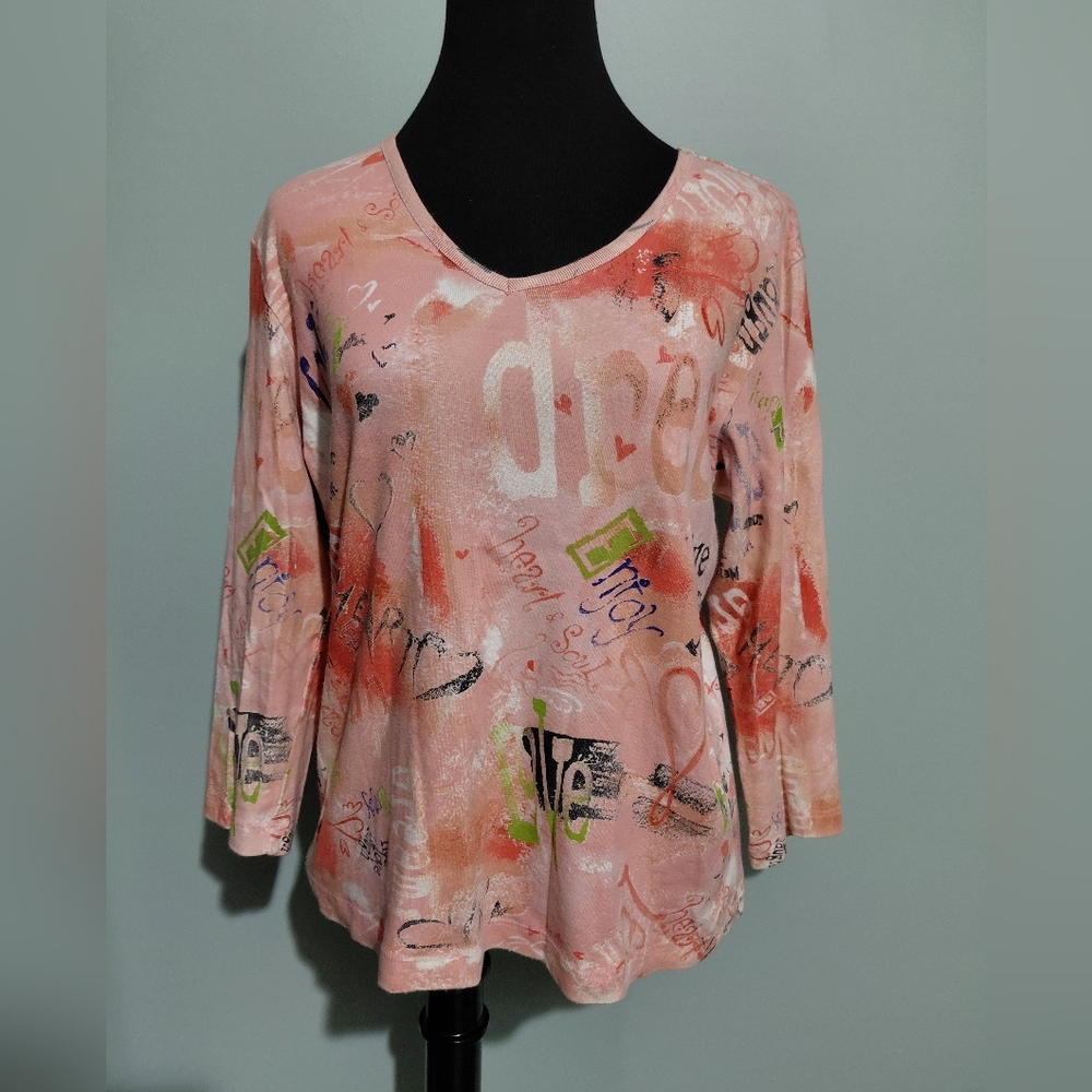 Chico's Multicolor Graphic Long Sleeve Top